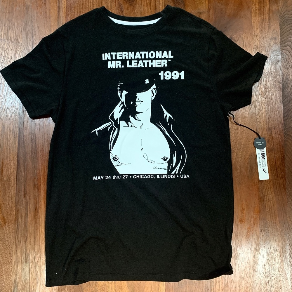 International Mr. Leather 1991 Graphic T-Shirt on William Rast Size M Black T